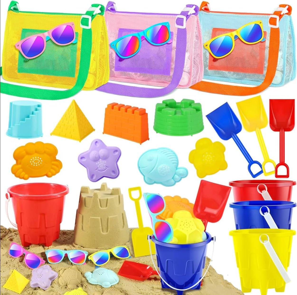 20Pcs Beach Toys for Kids 3-10, Sand Toys