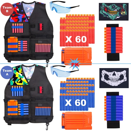 INNOCHEER Kids Tactical Vest Kit 2 Pack Compatible with Nerf