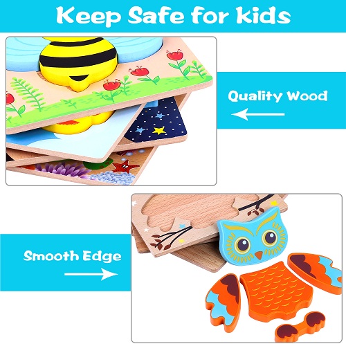 INNOCHEER Wooden Animal Jigsaw Puzzles for Toddlers