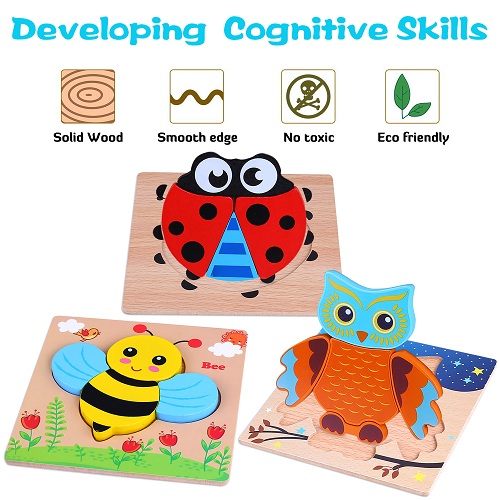 INNOCHEER Wooden Animal Jigsaw Puzzles for Toddlers